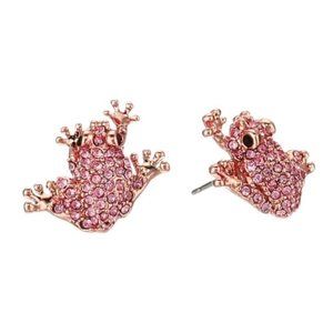 kate spade pink crystal frog earrings cute adorable animal amphibians jungle